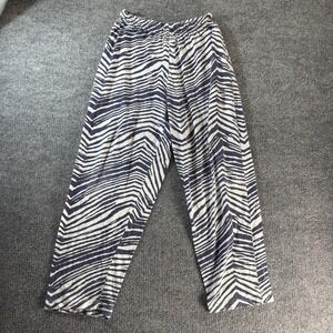 Zebra Print Sweatpants Womens Small Blue White Elastic Waist Lounge Casual Pants